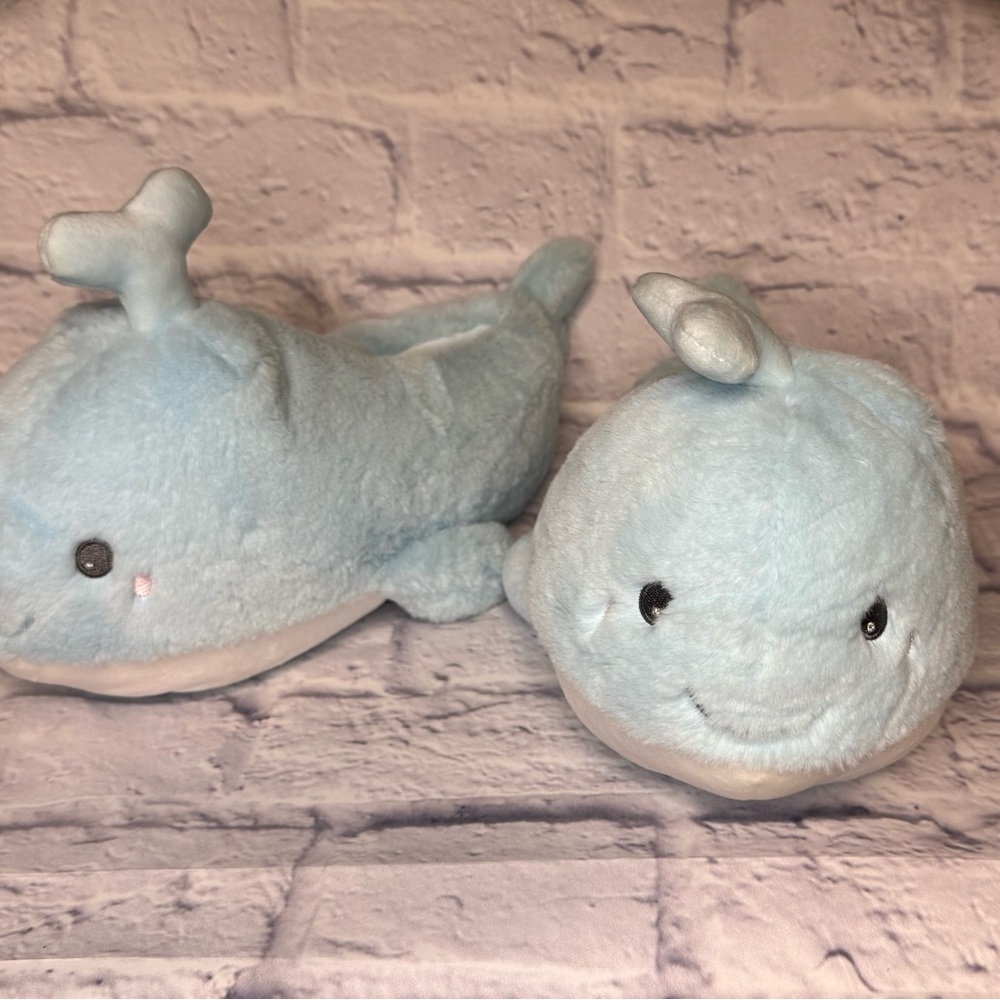 Cute Blue Whale Plush Slippers